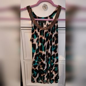 INC Beaded Leopard Halter Top Size S